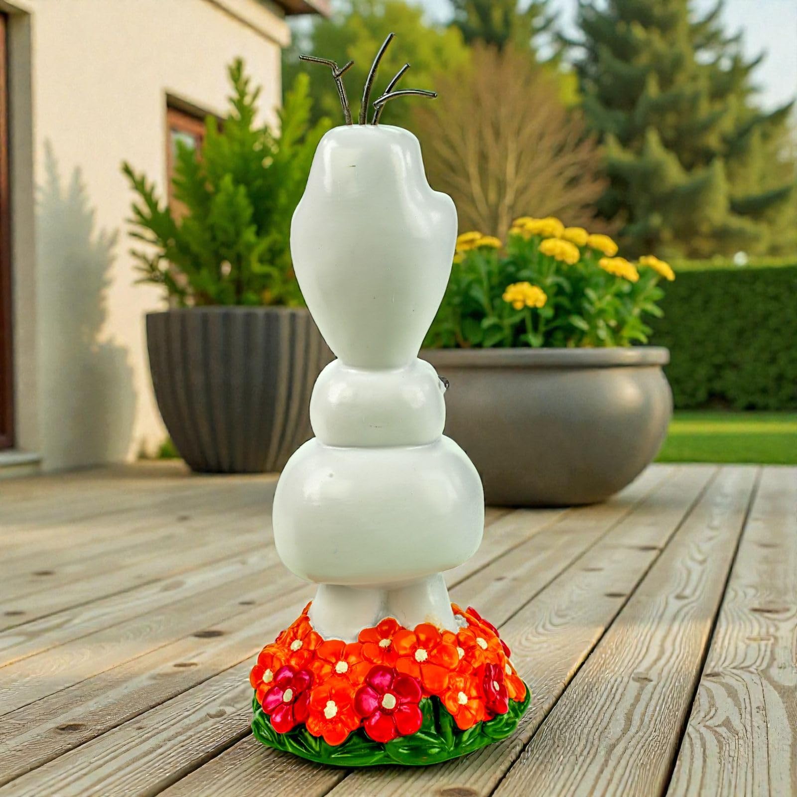 Figurine de jardin Olaf le bonhomme de neige de La Reine des Neiges - Figurine décorative sous licence officielle - 22 cm - En polyrésine résistante aux intempéries - Décoration de jardin pour jardin