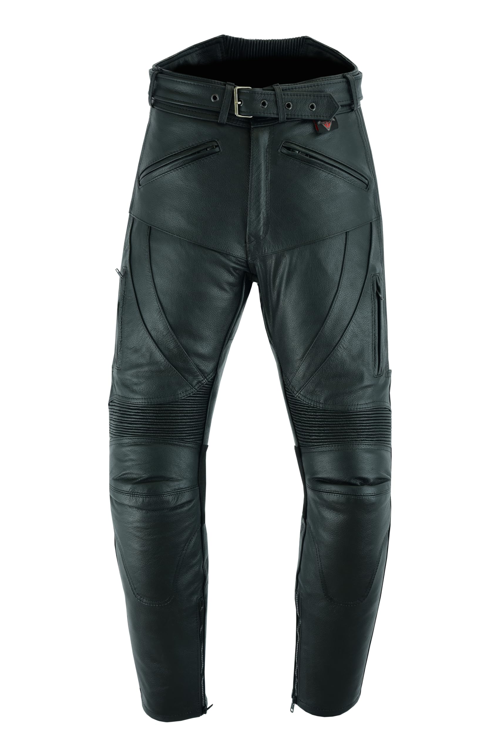Texpeed Pantalon moto hommes - De tourisme en cuir pour Moto Cruiser avec protection authentique biker CE armor (EN 1621-1) Noir - (L Taille/Jambe Courte)
