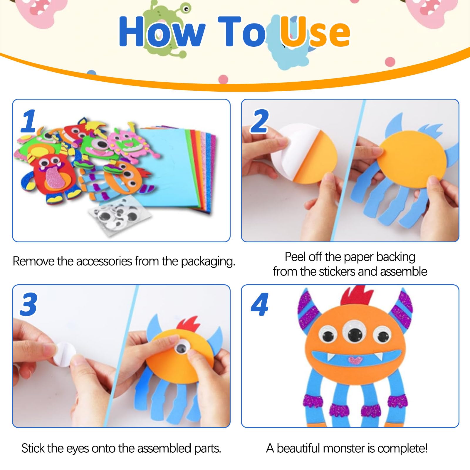 HDAKDDHG 12 Pack Monster Arts and Crafts for Kids Craft Kit for Kids Activity Packs for 3-12 Years Old Boys Girls Gift - Image 3