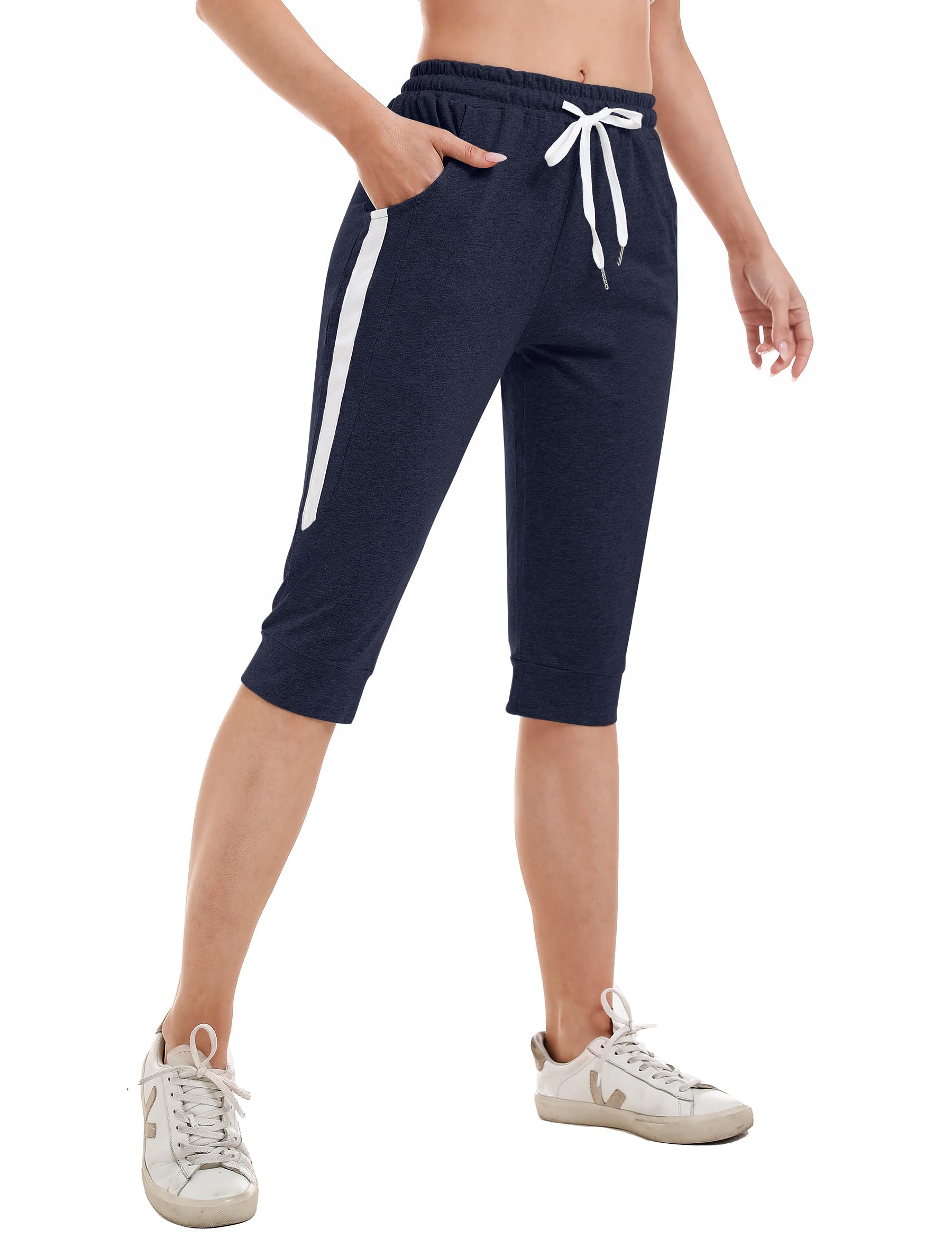 Gyabnw Pantalones Cortos Inteligentes hasta la Rodilla para Mujer, Pantalones Cortos de Entrenamiento