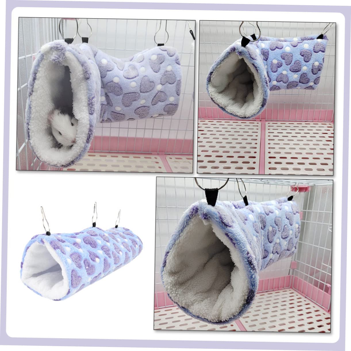 POPETPOP 3st Eichhörnchen Hängematte Aus Baumwoll Nest Sugar Glider Frettchen Bett Versteckbett Für Hamster Chinchilla-hängematte Kaninchenspielzeug Violett Stoff Haustierkäfig Gemütlich