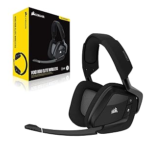 Corsair Void RGB Elite Wireless Gaming Headset 7.1 Surround Sound Omni-Directional Microphone Microfiber Mesh Earpads Up to 40ft Range iCUE Compatible PC, Mac, PS5, PS4 Carbon
