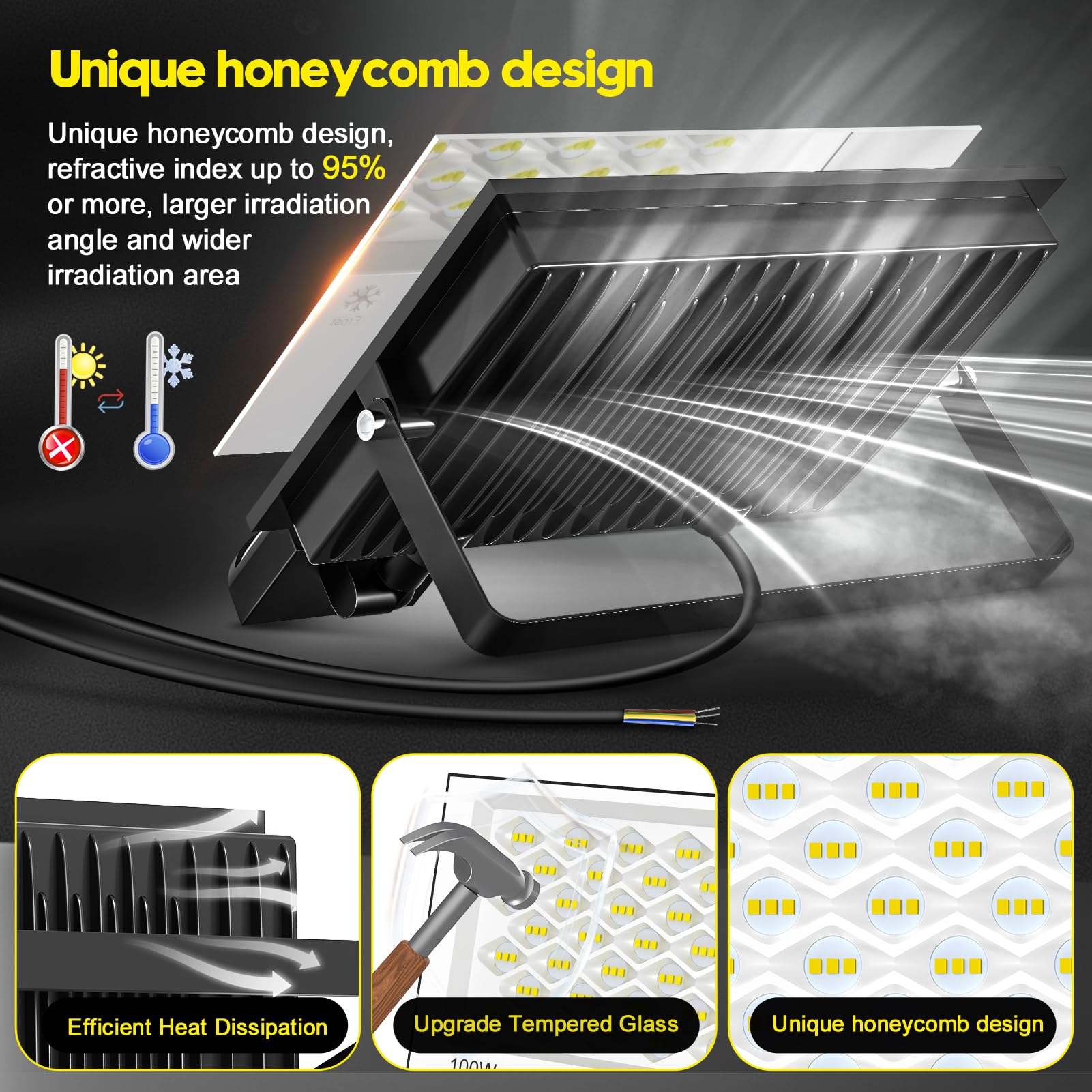 LED bouwlamp 100 Watt 10000 Lumen wandmontage