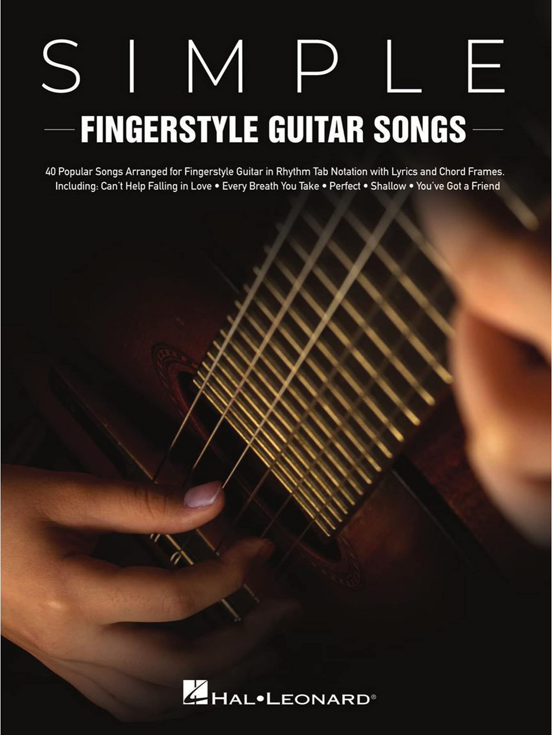 Simple Fingerstyle Guitar Songs Songbook | 40 Popular Hits in Rhythm Tab with Lyrics and Chord Frames for Beginner to Intermediate Guitarists | Perfect for Practice, Performance, and Guitar Gift