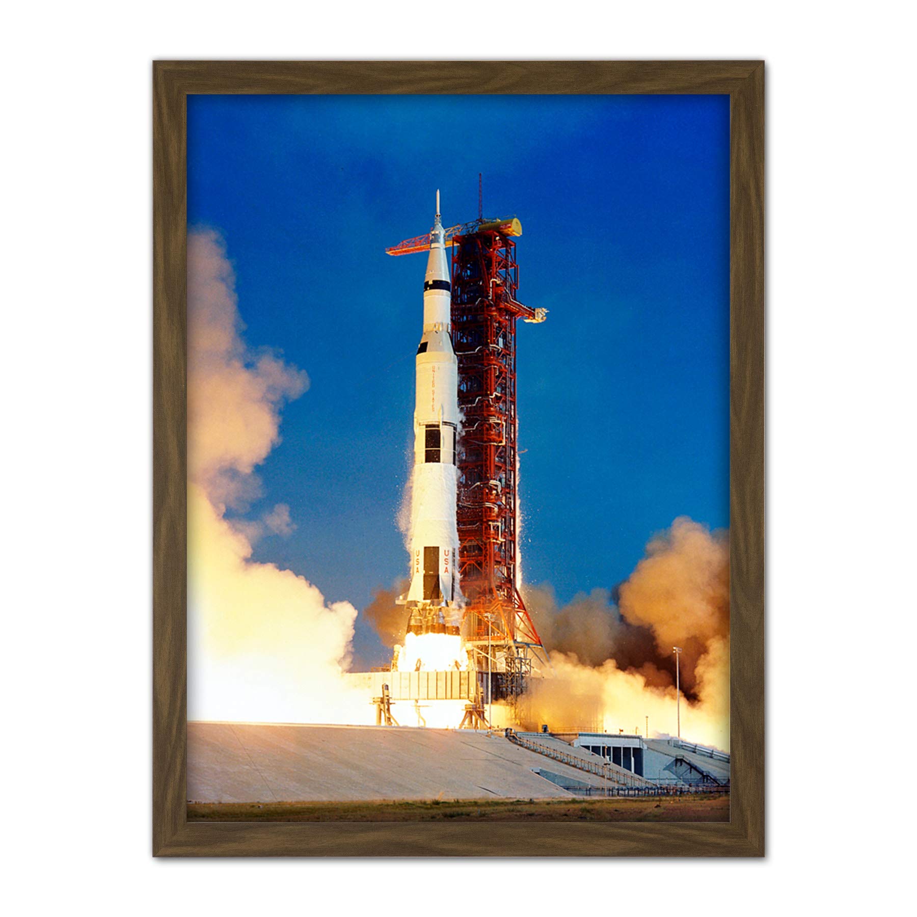 Artery8 Space NASA Apollo 11 Rocket Launch Lift Off Photo Artwork Framed Wall Art Print 18X24 Inch