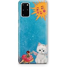 Samsung Galaxy S20 Plus ile Uyumlu G ne li Peri ve Melek Kedi Desenli  effaf Telefon K l f
