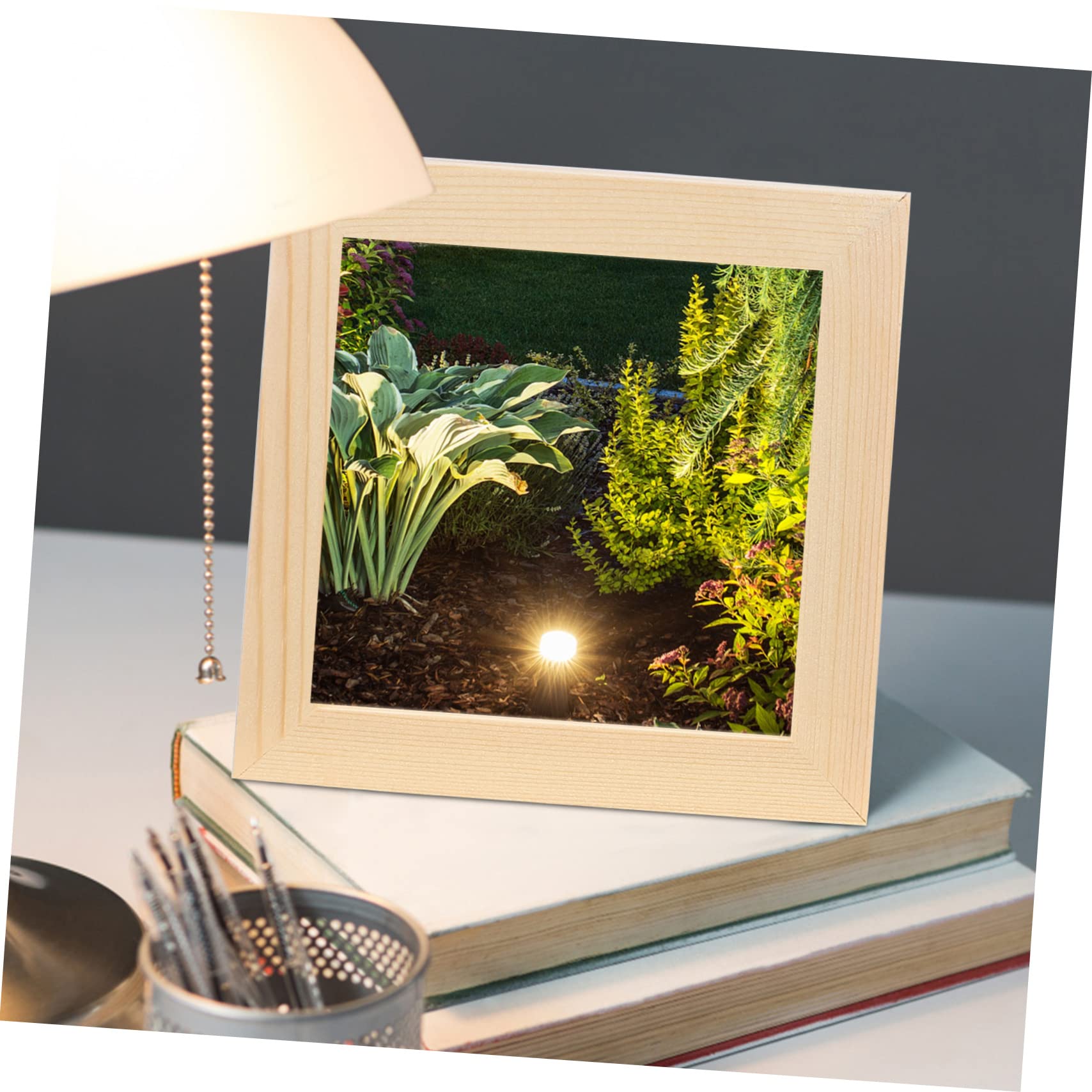 Garneck 8-pc Wooden Square Craft Frames Diy Photo Frames for Boys and Girls Natural Wood No Burrs Art Projects