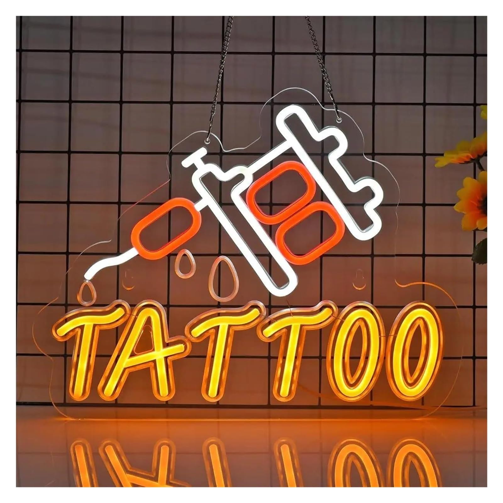 XENITE Hanging Art Neon Signs Tattoo Neon Sign LED Light Dimmable USB Powered for Business Signage Piercing Shop Beauty Salon Studio Wall Decor Illuminated Lamp 38.44cmx30cm