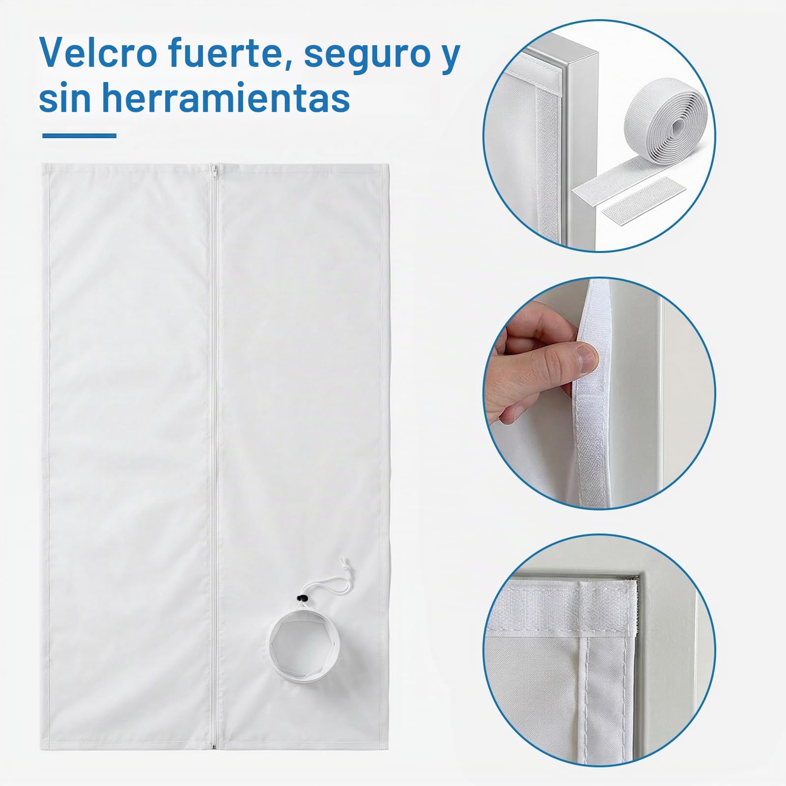 Kit Sellado Ventana Aire Acondicionado 120x240cm + 8M Cinta Adhesiva – Kit Ventana Aire Acondicionado Portátil con Ojal de Cordoncillo para Kit Puerta Corredera Aire Acondicionado Portátil