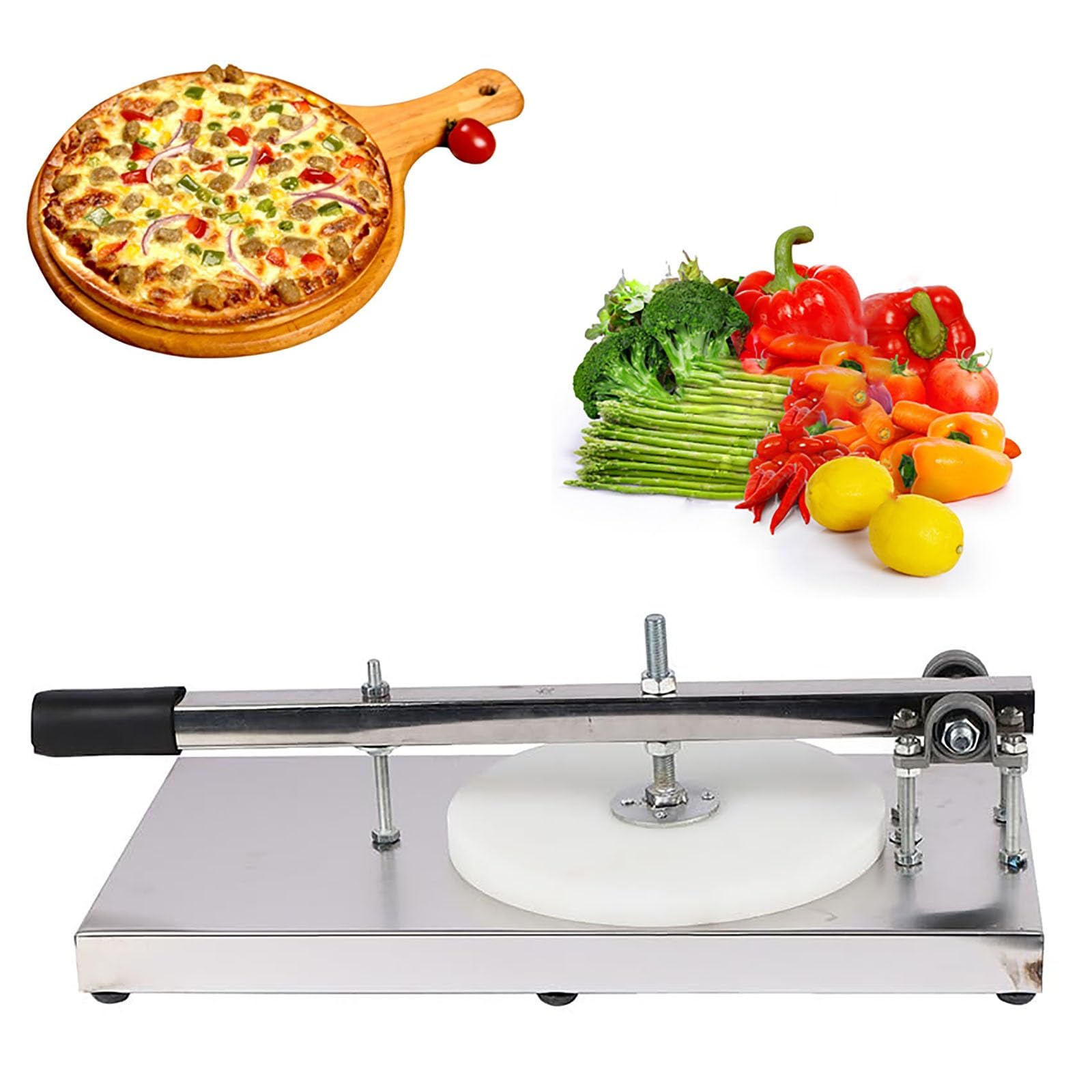 Gykozy Manual Pizza Dough Press Machine, Commercial Dough Press For Flatbreads, Tortillas, Pie Stainless Steel With Angle Adjustable (20Cm)
