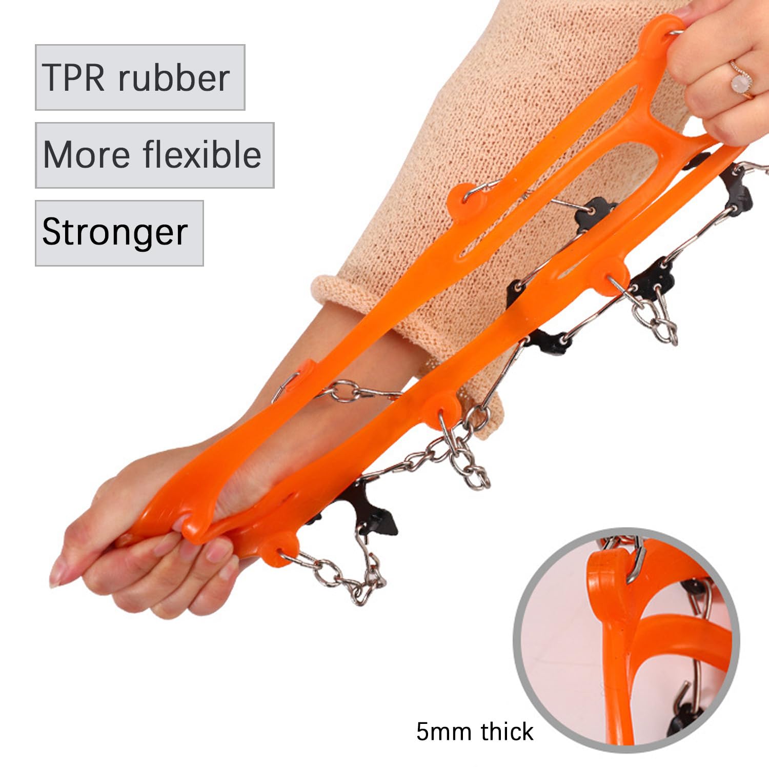 Ramponi da Ghiaccio Antiscivolo, Ramponi Antiscivolo Per Scarpe, Ramponcini Scarponi Neve Ghiaccio, Adatto Per Scarpe da Neve, Scarpe da Trekking, Scarpe Di Cuoio, Scarpe Sportive (Arancia)