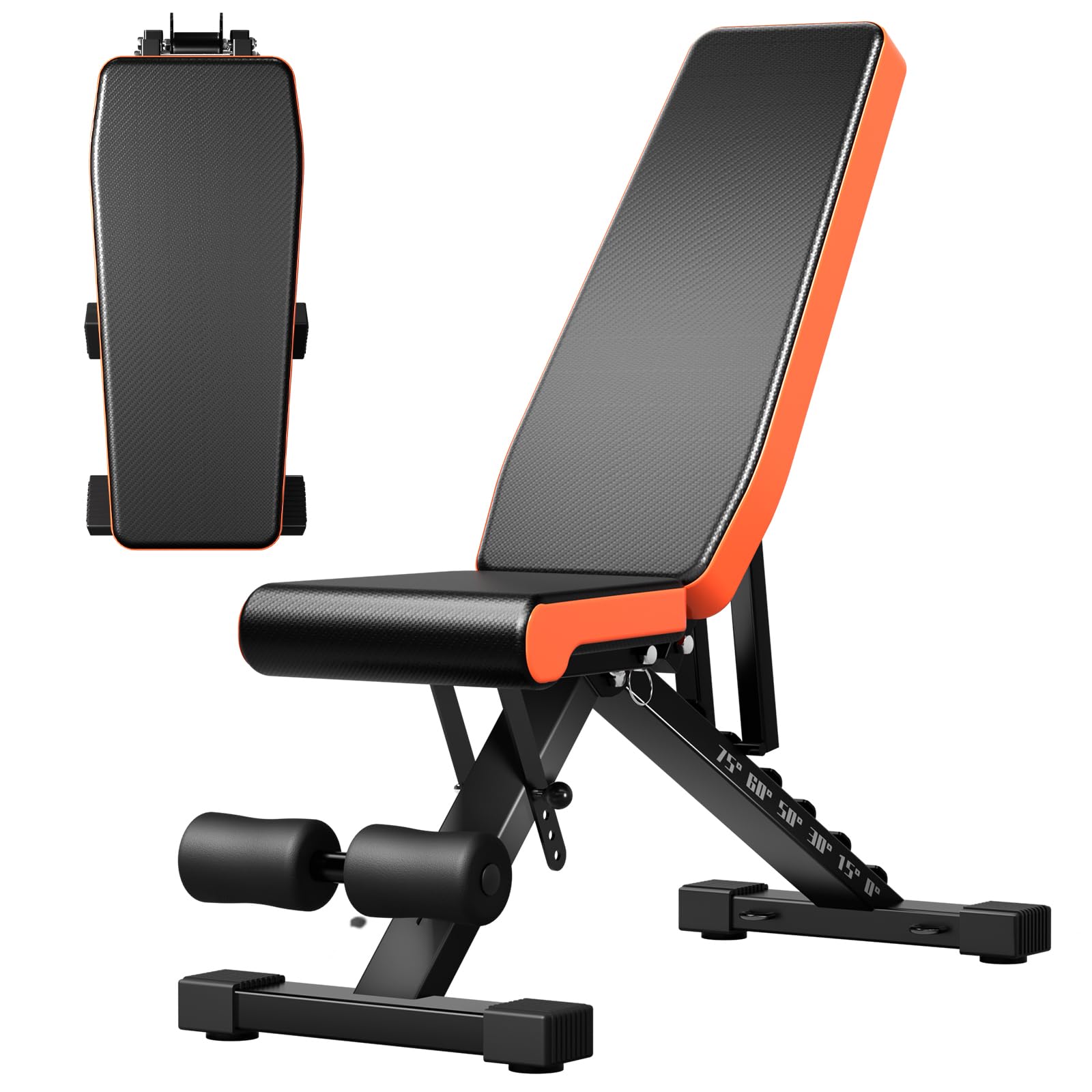 Foldable Weight Bench, Adjustable Strength Training Fitness Benches, Utility Bench Incline Decline Full Body Workout Weights Bench for Home Gym