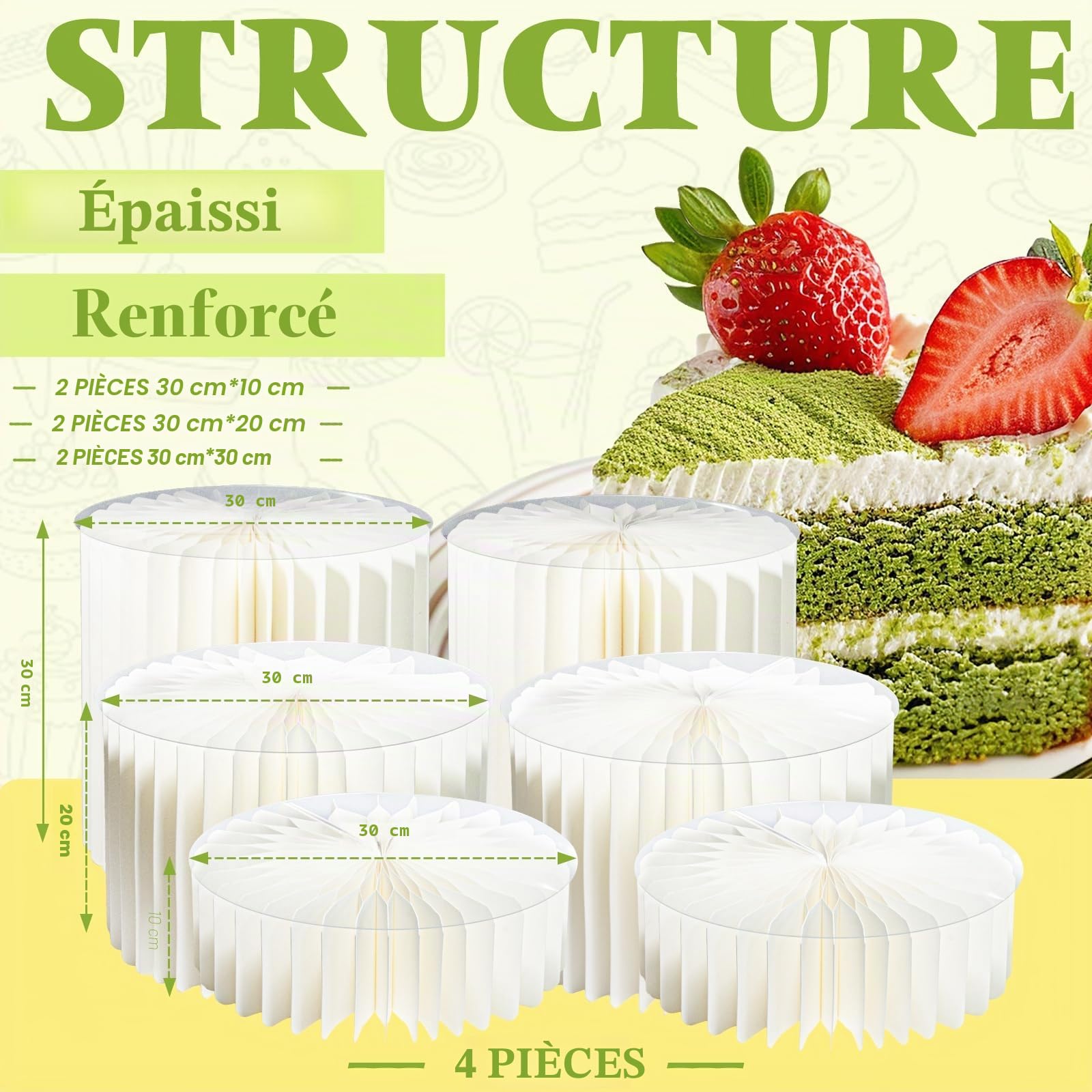 Lot de 6 présentoirs à gâteaux pliables en acrylique et carton pour table à dessert, colonnes hautes pour mariage, anniversaire, décoration de fête – Supports à desserts à plusieurs niveaux pour