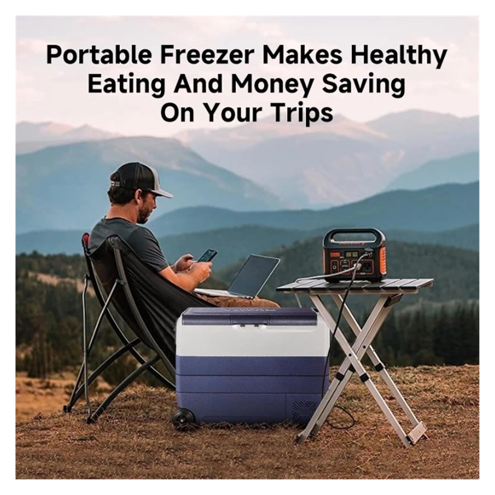 Refrigerador portátil de 12 voltios con congelador, refrigerador for Auto con Control de Doble Zona y aplicación, 64 Cuartos (60 L), compresor eléctrico for autocaravanas (4-68 ℉)