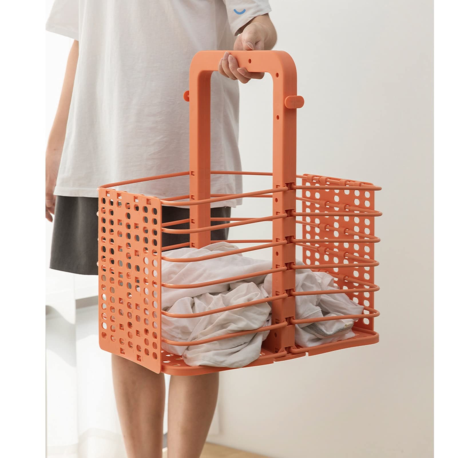 Wäschekörbe, Faltbarer Wäschekorb, Wandwäsche, Schmutzwäschekorb, Schmutzwäschekorb, Haushaltsbodentyp Lar (weiß L)