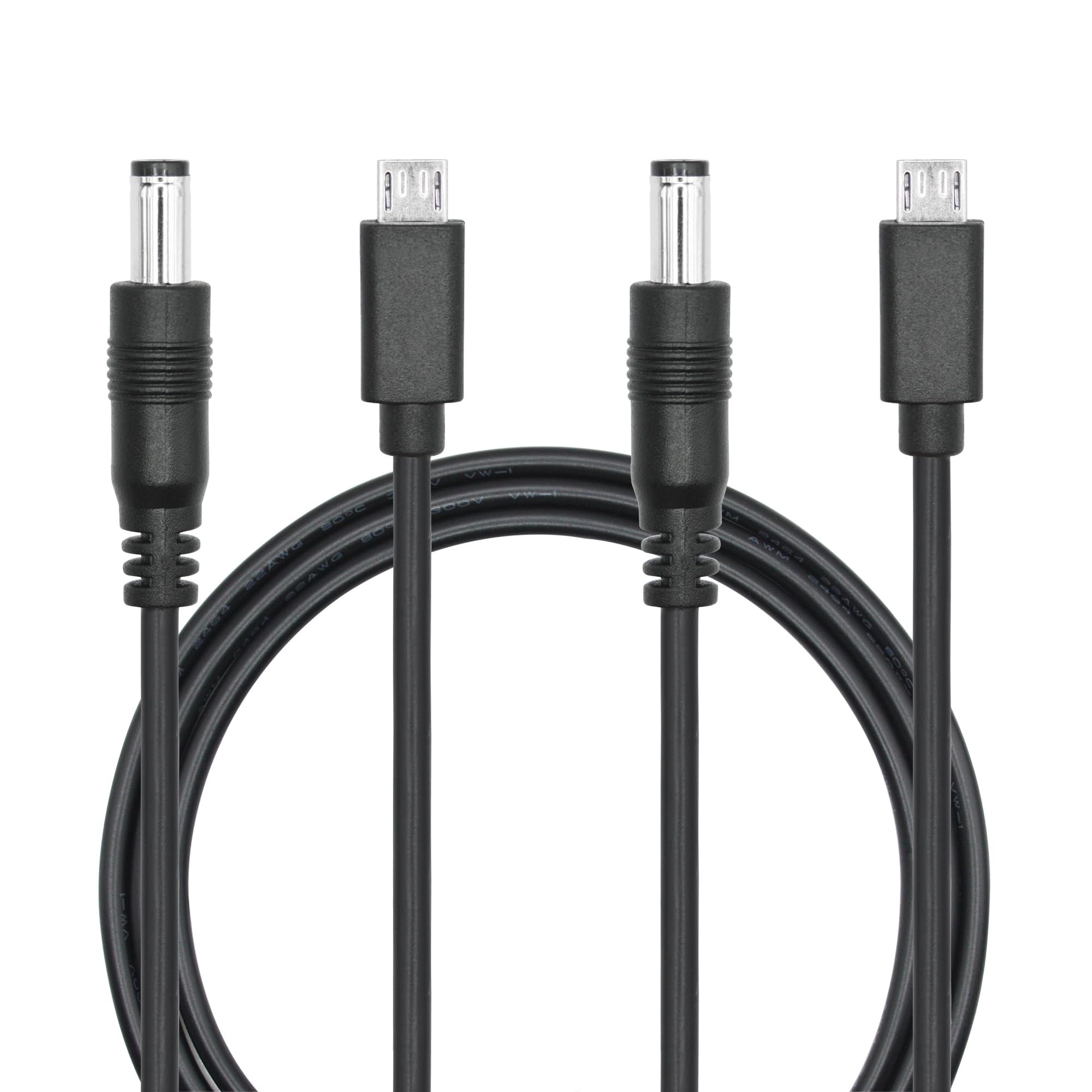 DC 5.5mm x 2.1mm to Micro USB Power Cord 1M/3FT, DC 5521 Male to Micro USB Male Plug 5V 3A Power Charging Cord Extension Cable, for LED Desk Lamp,