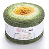 Yarn Art YarnArt Flowers Alpaca 20% Alpaca 80% Acrylic Weight 8.82oz Length 1028 Yards Multicolor Rainbow Crochet Winter Yarn Weight 2 Sport (Garden, 438)