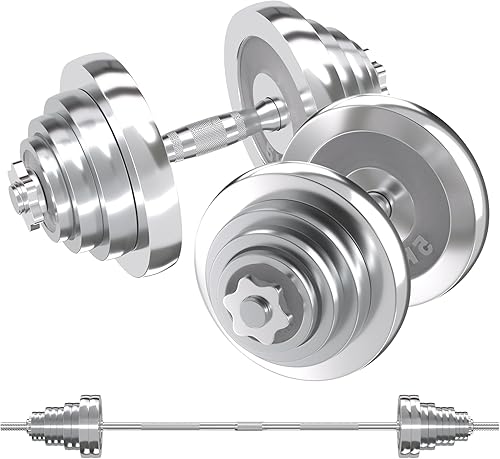 VIVITORY Juego de mancuernas de fitness, juegos de peso ajustable de hasta 4466 libras, con varilla de conexión de metal utilizada como barra, pesas