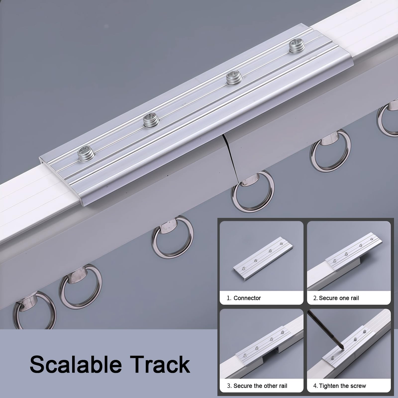Rail de Rideau de Plafond en Aluminium Roulettes Silencieuses,pour Fenêtres (5.5m)