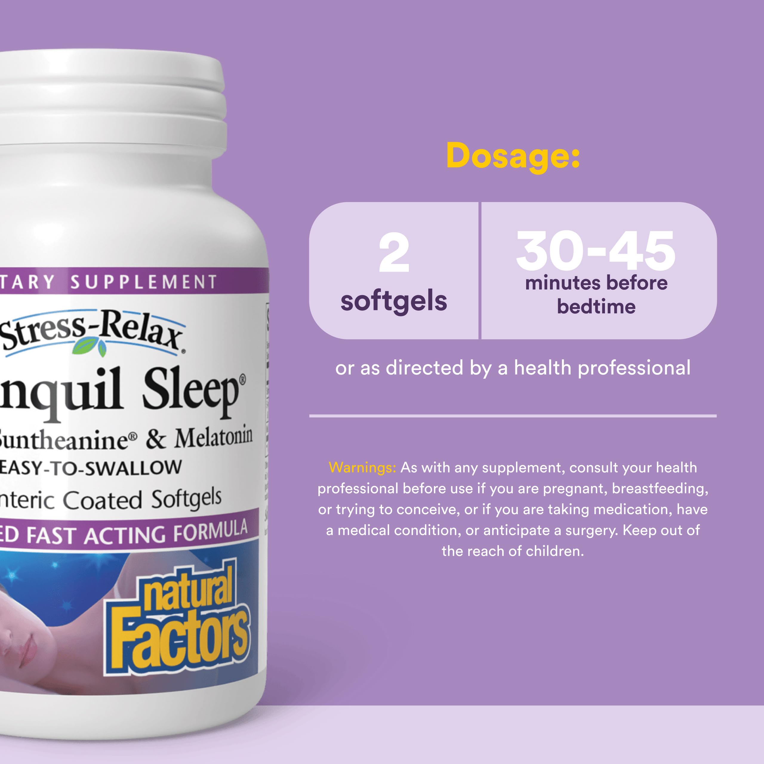 Natural Factors Tranquil Sleep, Melatonin & L-Theanine, 90 Enteric Softgels — Amazon image 3
