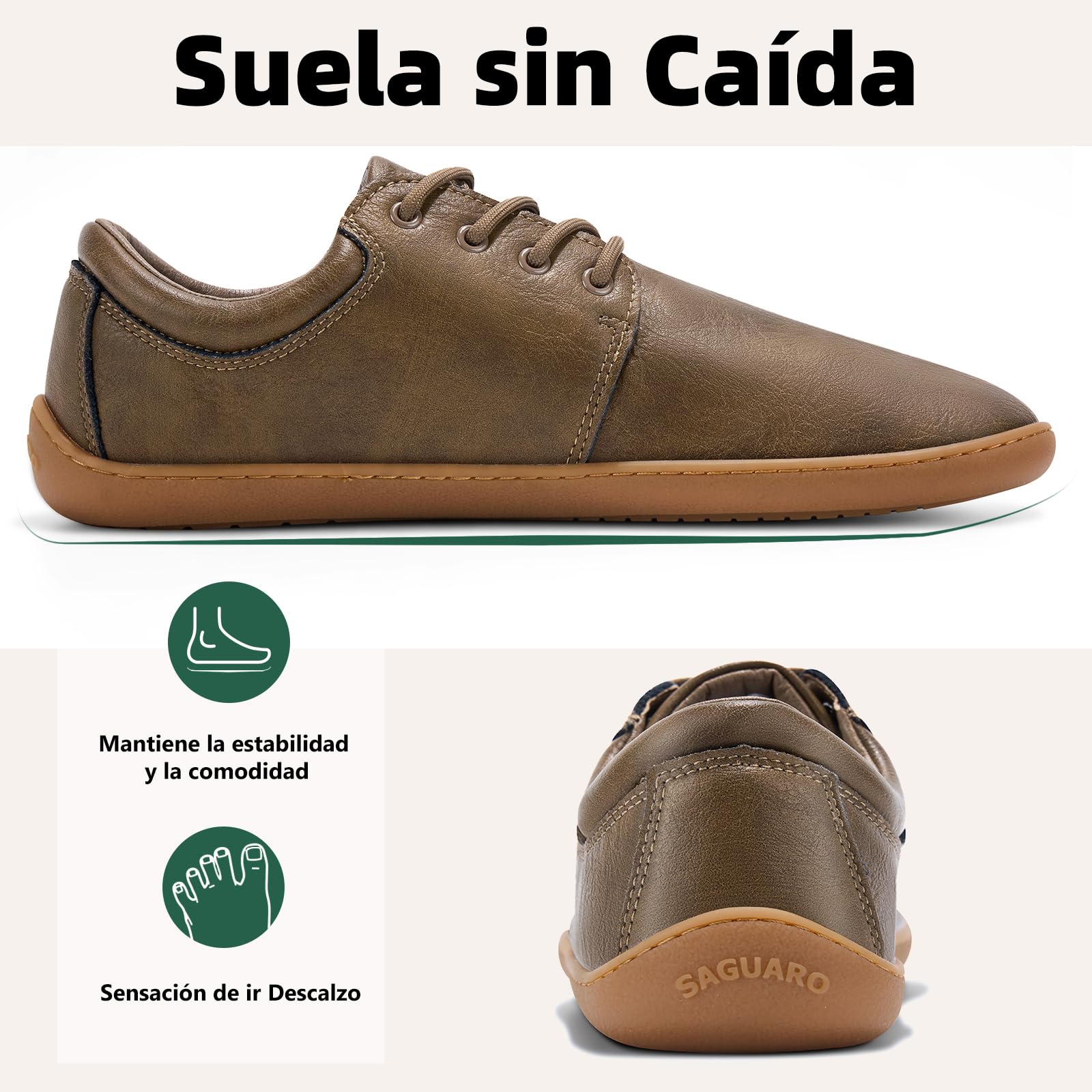 SAGUARO Zapatillas Minimalistas Barefoot Hombre - con Puntera Ancha, Noble II, Talla 36-48