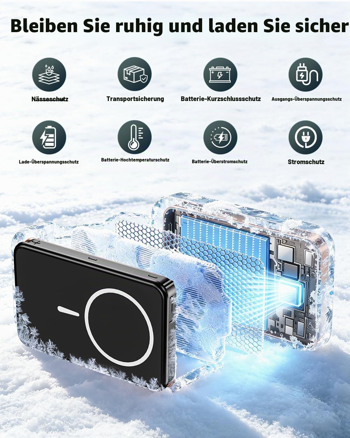 26800mAh Magnetische Powerbank, Mag-Safe-kompatibel, Schwarz