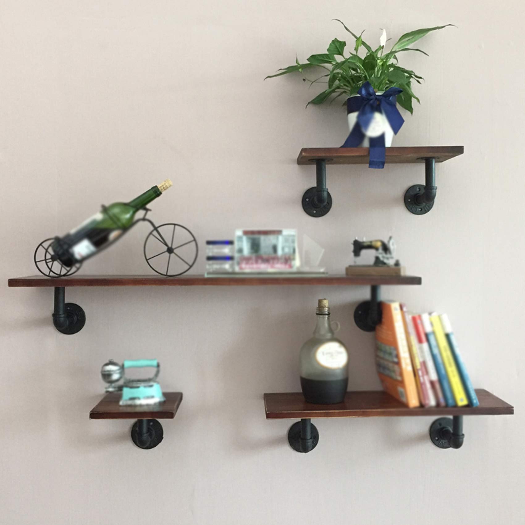 GALPADA 2 Stück Retro Wasserrohr Regalhalter - Schwarzes Eisen Industrielle Wandhalterung