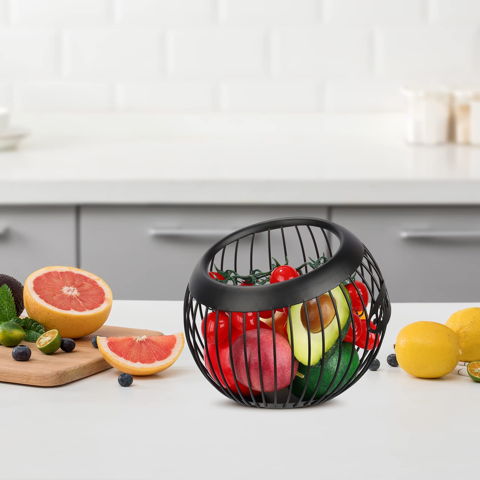 Panier à collation en fer organiseur de Table noir bol à légumes en maille rangement de cuisine panier à fruits en fil métallique pour la cuisine