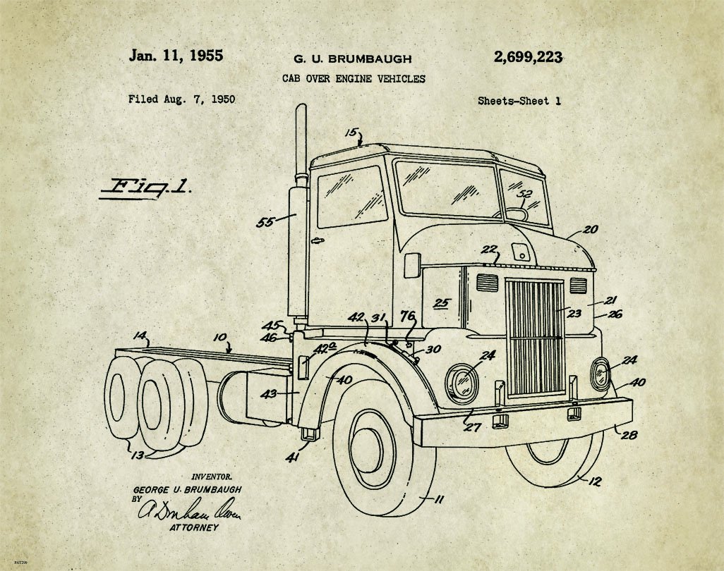 Mack Truck Set of 8 Patent Art Prints Mack Truck Poster Set Tractor Trailer Inventions Big