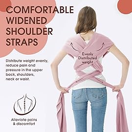 Acrabros Baby Wrap Carrier,Hands Free Baby Carrier Sling,Lightweight,Breathable,Softness,Perfect for Newborn Infants and Babies Shower Gift,Pink
