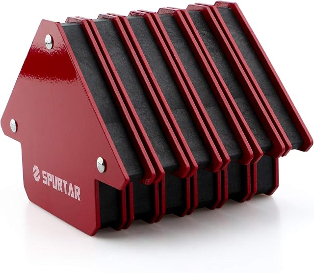 Spurtar 6Pcs 3" 25lbs Welding Magnets Strength Strong Magnetic Welding Holder Clamps Arrow Magnet Metal Working Mig Tools and Equipment 45, 90, 135 Degree