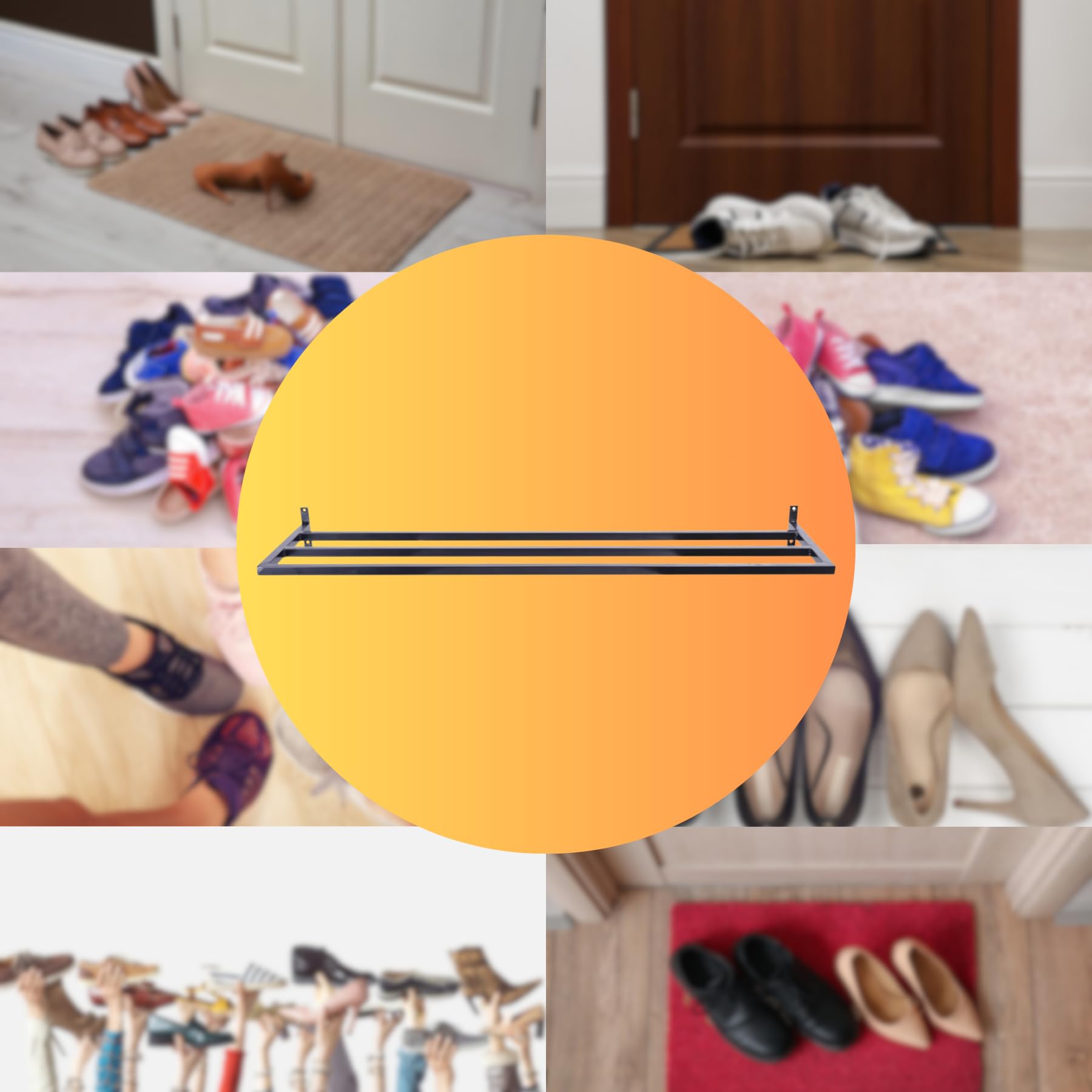 Schuhregal mit 1 Ebenen, Wandmontage, Hängende, Schuh-Organizer, Schuh Wandregal, Schuhablage, für Flur, aus pulverbeschichtetem Stahl, Breite 118 cm Tiefe 33 cm, praktisch und solide verarbeitet