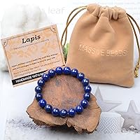 Vista 627 de MASSIVE BEADS Pulsera elástica de yoga hecha a mano con piedra natural, cristal curativo, energía, regalos para adultos unisex de 0.157 in, 0.236