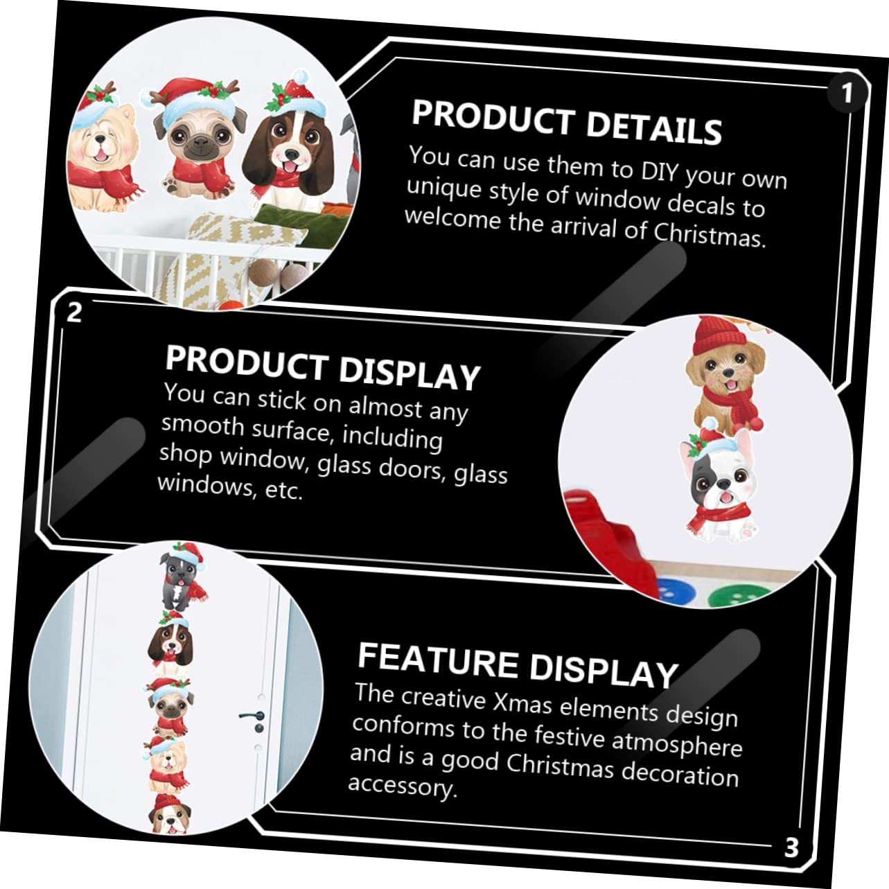 UKCOCO 5hojas Pegatina Navideña De Cartoon Para Ventanas Adorno Decorativo Para y Tiendas De Aplicar y Remover Para Navidad
