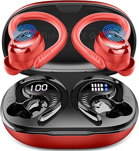 Miniatura 9 de Auriculares Inalámbricos Deportivos, Nuevos Auriculares Bluetooth 5.4 con Ganchos para los Oídos, 50H Auriculares Estéreo con Graves Profundos y 4