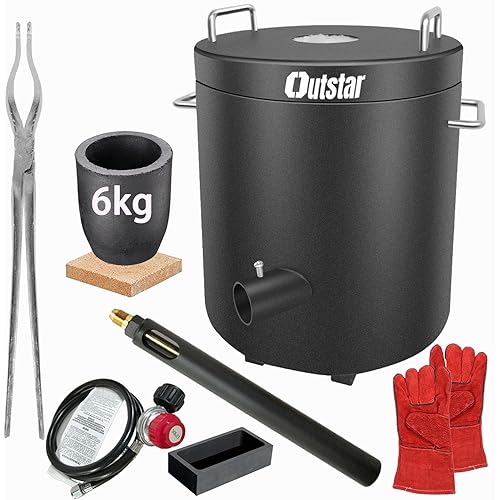 Outstar 6KG Propane Melting Furnace Kit, Smelter Furnace Smelting Gold Silver Copper Aluminum Metal Recycle for Jewelry Making and Metal Casting
