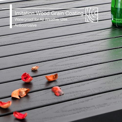 Miniatura 2 de PHI VILLA Mesa de bar alta para exteriores, mesa de comedor de 55 x 27 pulgadas de altura de mostrador con marco de metal similar a la madera y