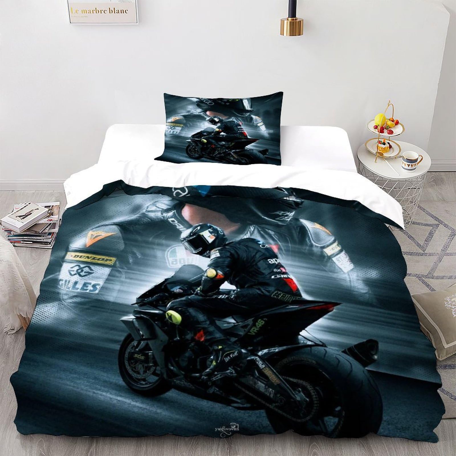 Housse de couette motorradhelm pour chambre d'enfant et adulte fan de sports mécaniques
