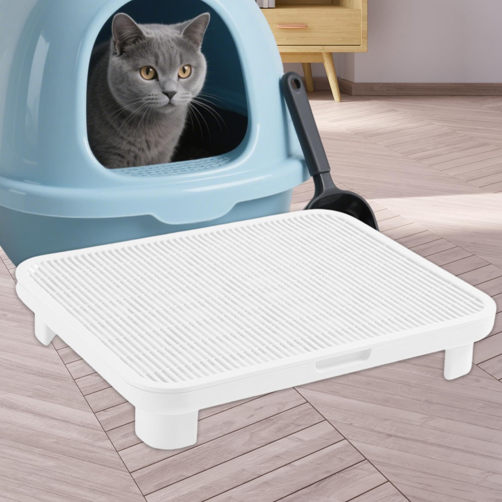 Katzenstreu Stufe, Katzenstreu Fußbrett, Katzenstreu, Stufenstreu, Weiß