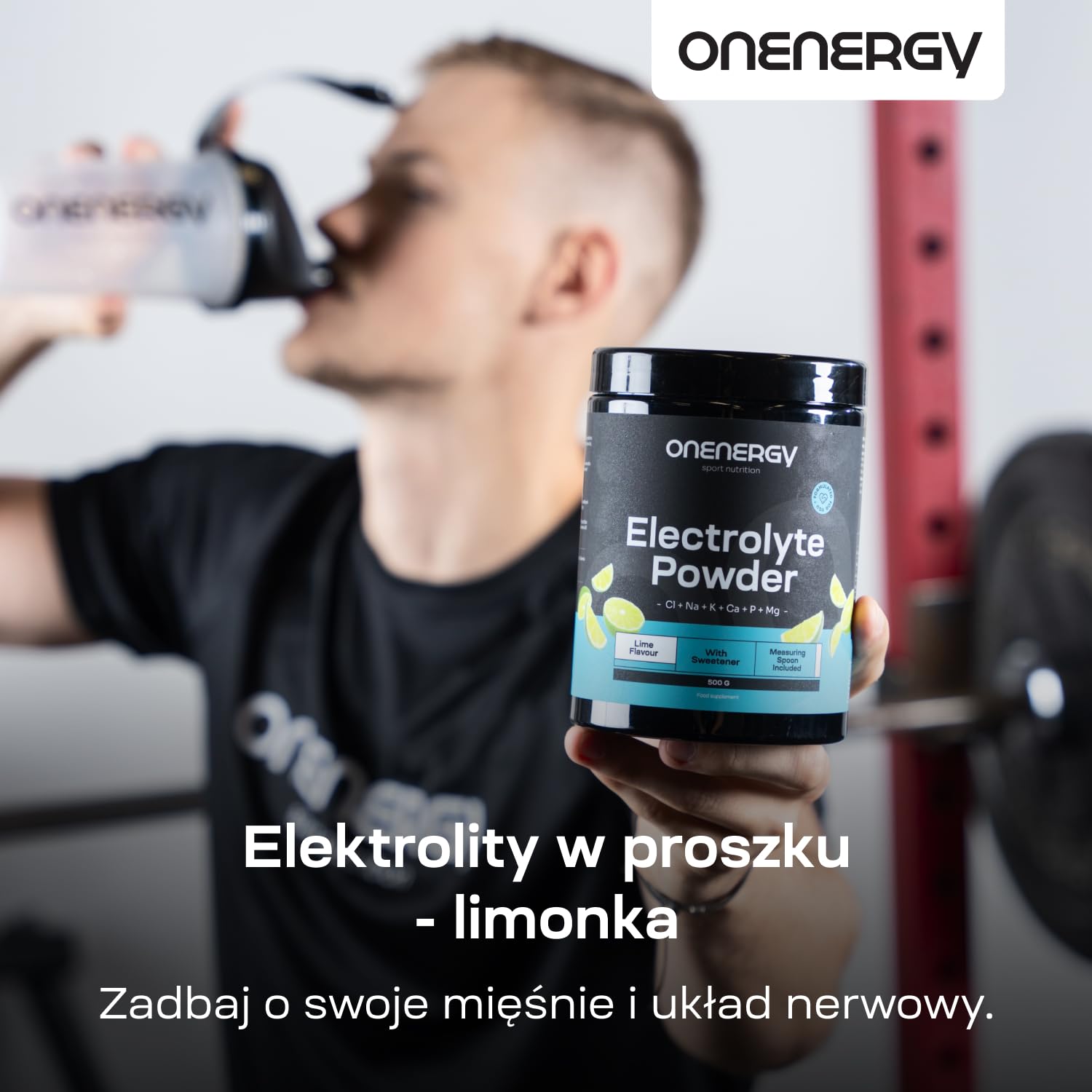 Elektrolity w proszku od OnEnergy - Limonka - 500 g - 142 porcje - Mieszanka 6 minerałów - Nawodnienie - Wsparcie mięśni i nerwów - Dołączona miarka - Na prawie 5 miesięcy