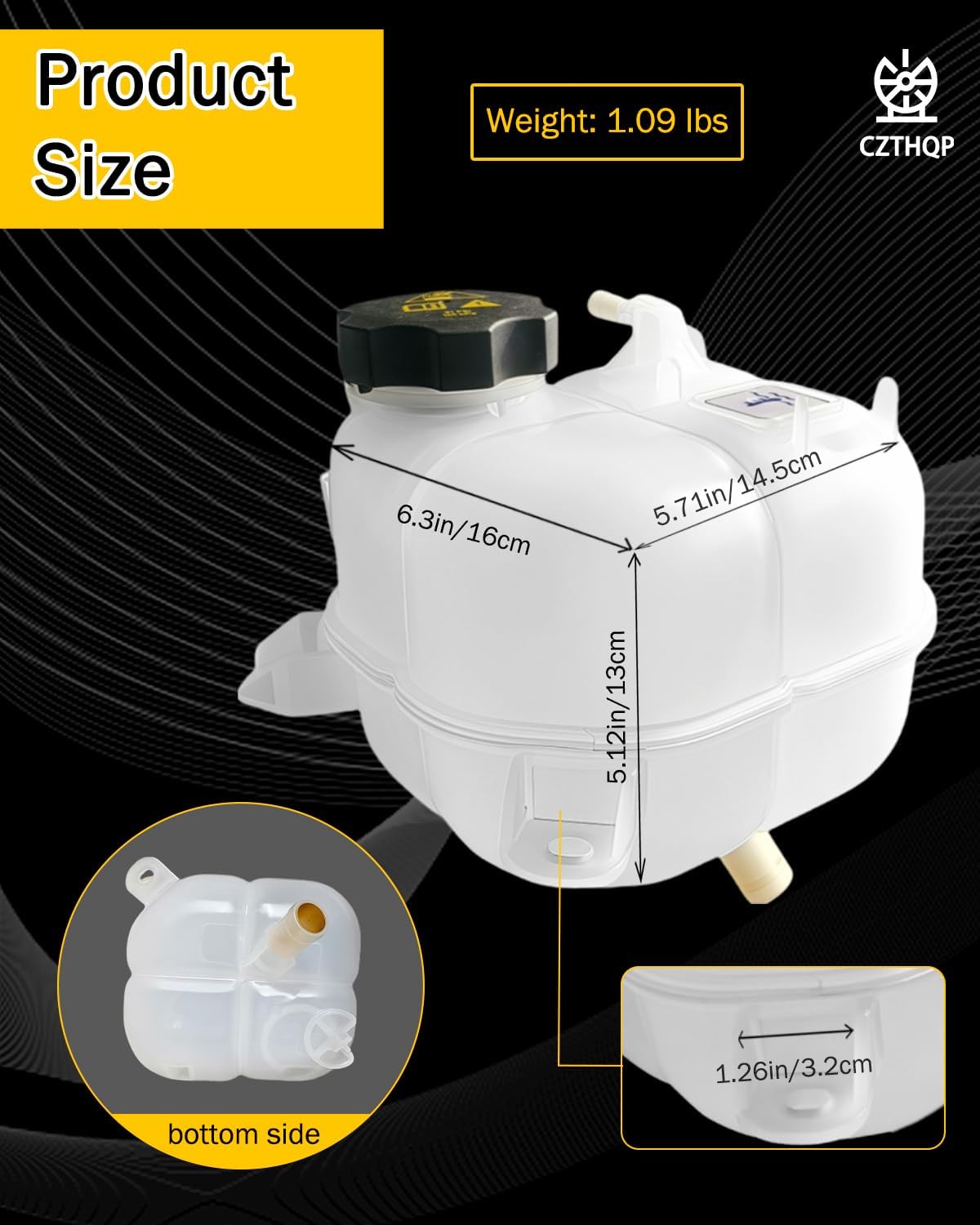 603-838 Coolant Reservoir Tank Compatible with Chrysler 200 2015-2017, 68096261AA Engine Water Reservoir Tank with Lid Replacement for Jeep Cherokee 2014-2018