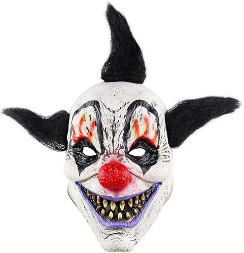 Miniatura 3 de HKSICHENGKEJI Máscara de payaso de terror, máscara de payaso malvado de miedo, disfraz de Halloween, espeluznante diablo, zombi, fantasma, máscara