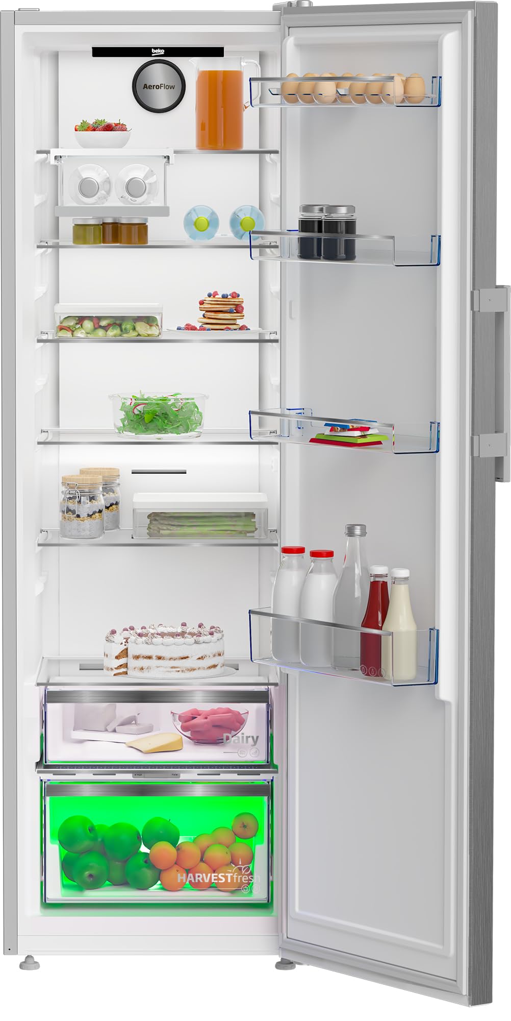 Beko Frigorifero monoporta 365 litri, no frost, [Classe energetica D], inox