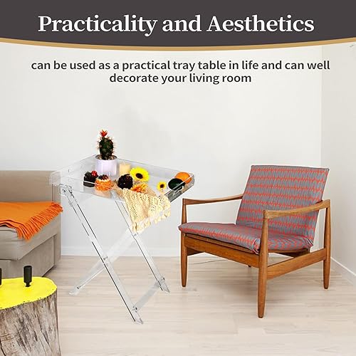 Miniatura 5 de Mesa plegable de acrílico, mesa cuadrada para bebidas, mesa pequeña de acrílico transparente, mesa de servicio de cocina y bar, mesa de decoración