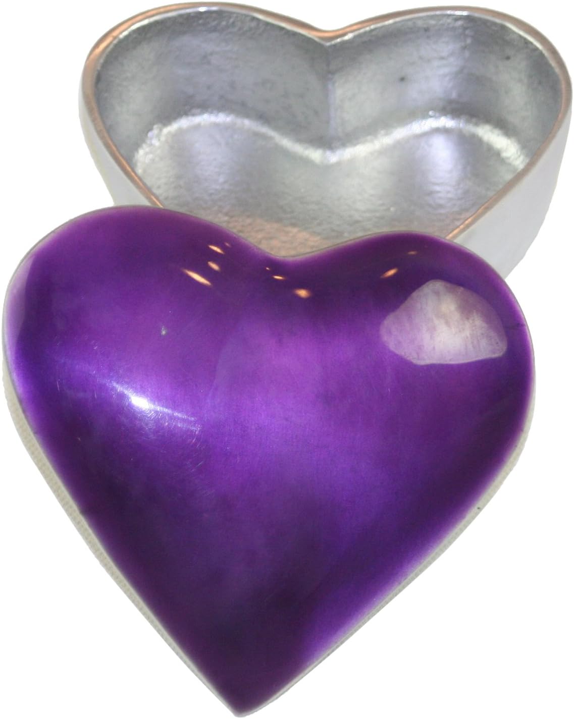 Azeti Small Recycled Aluminium Heart Box, Purple