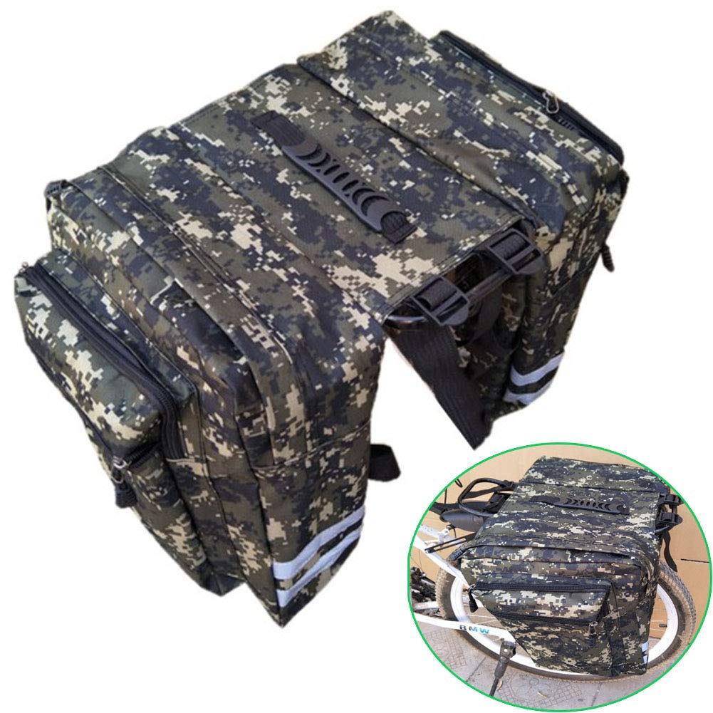 YAOBAO Bicycle Saddle Bag Bicycle Panniers 30L, Carrying Handle, Reflective Trim and Large Pockets, Quick Release Design(Enlarged Camo) 1 Pack