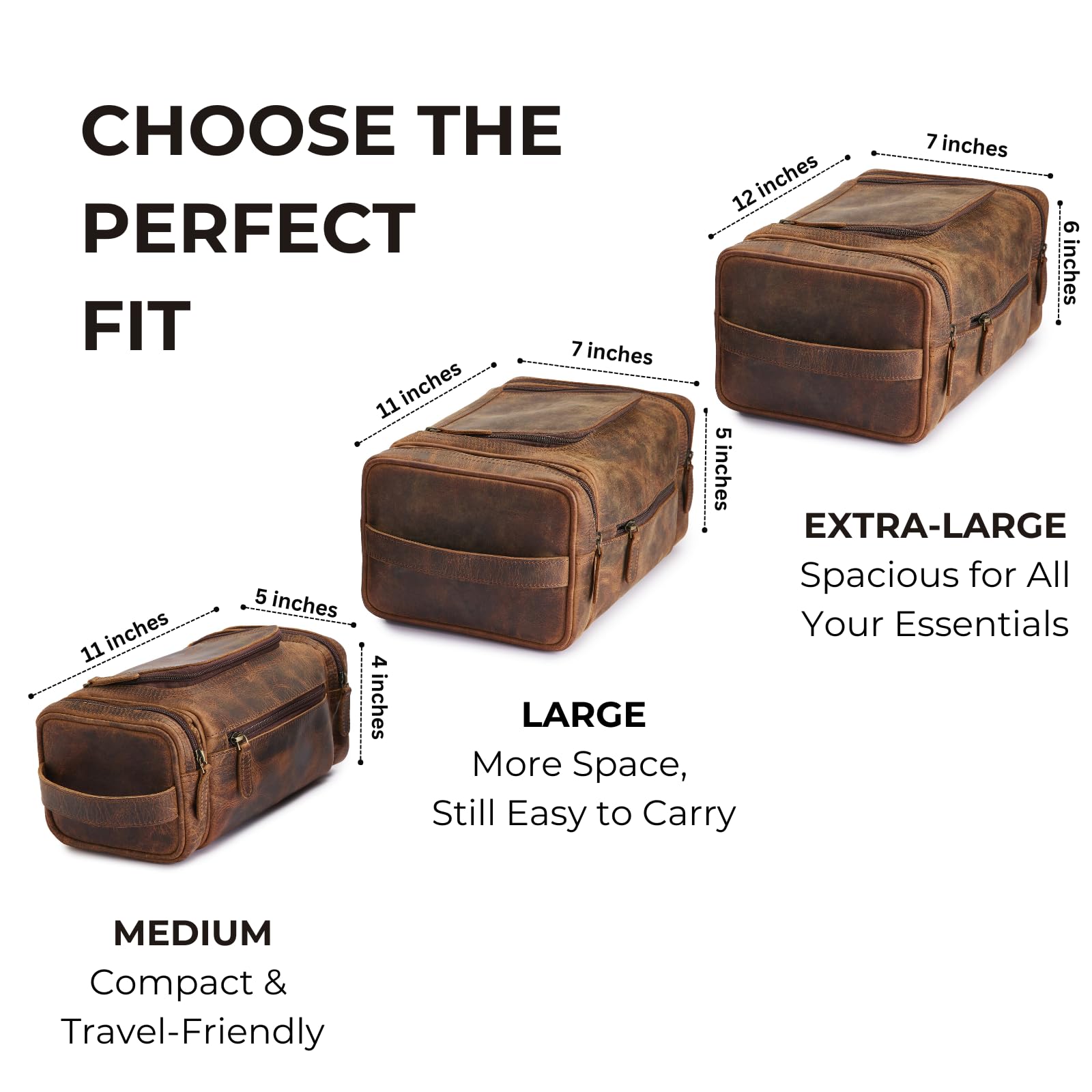 NomadCraftsCo. Neceser de cuero para hombres y mujeres, bolsa de viaje de cuero de primera calidad, kit de viaje para viajes, bolsa, organizador de bolsas grandes para hombre, Marrón vintage, Extra