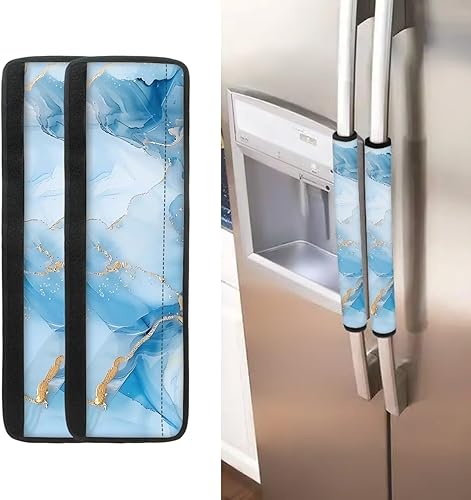 Miniatura 21 de Fundas para manija de refrigerador con bandera estadounidense de águila, 2 unidades, fundas ajustables para manijas de electrodomésticos, mantiene