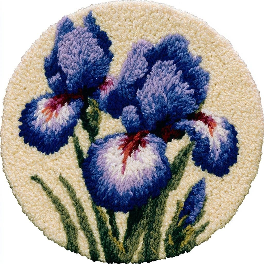 AMBATTERY Latch Hook Rug Kit Latch Hook Kits for Beginners,Iris Flowers
