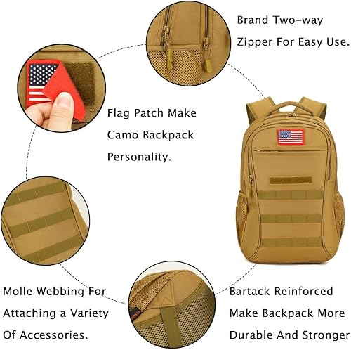 Miniatura 5 de outdoor plus Mochila de camuflaje, mochilas militares para niños para la escuela, bolsa de libros del ejército con puerto de carga USB, 30 l40 L